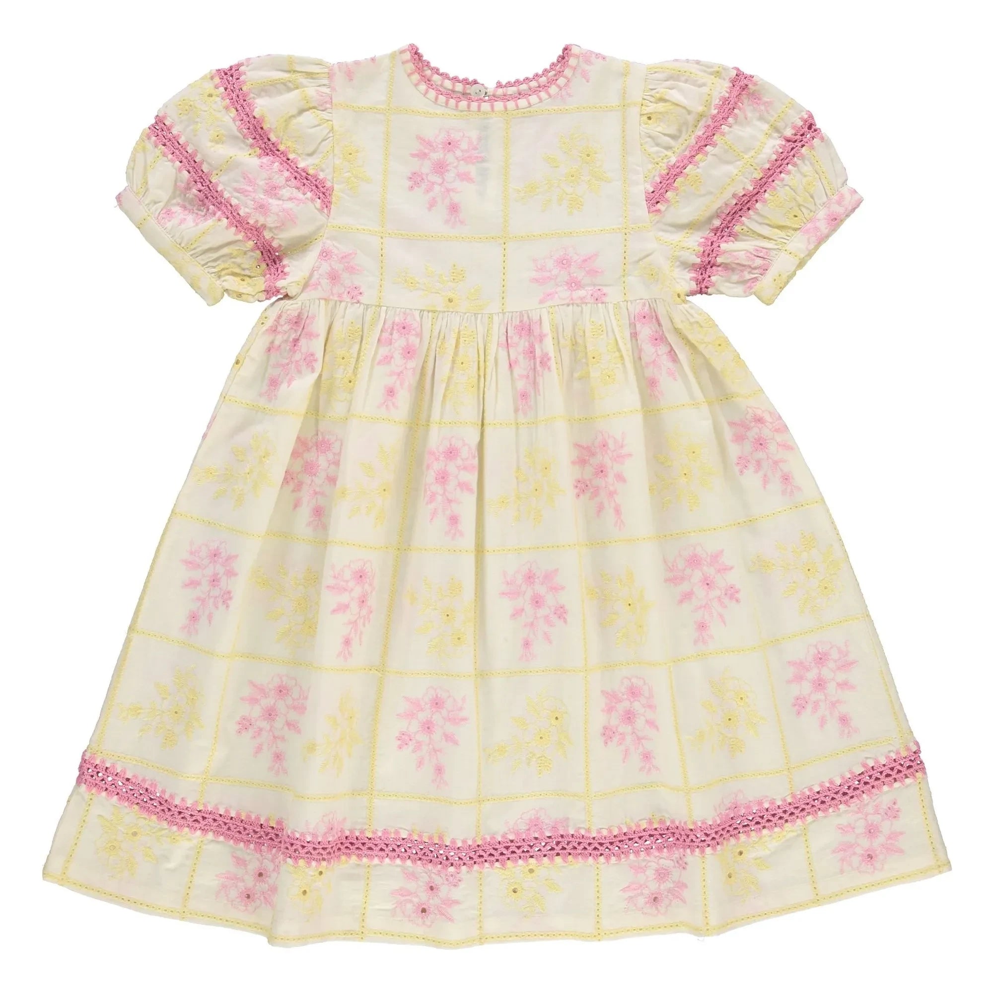Bebe Organic - Alba Embroidered Apron Dress | Yellow