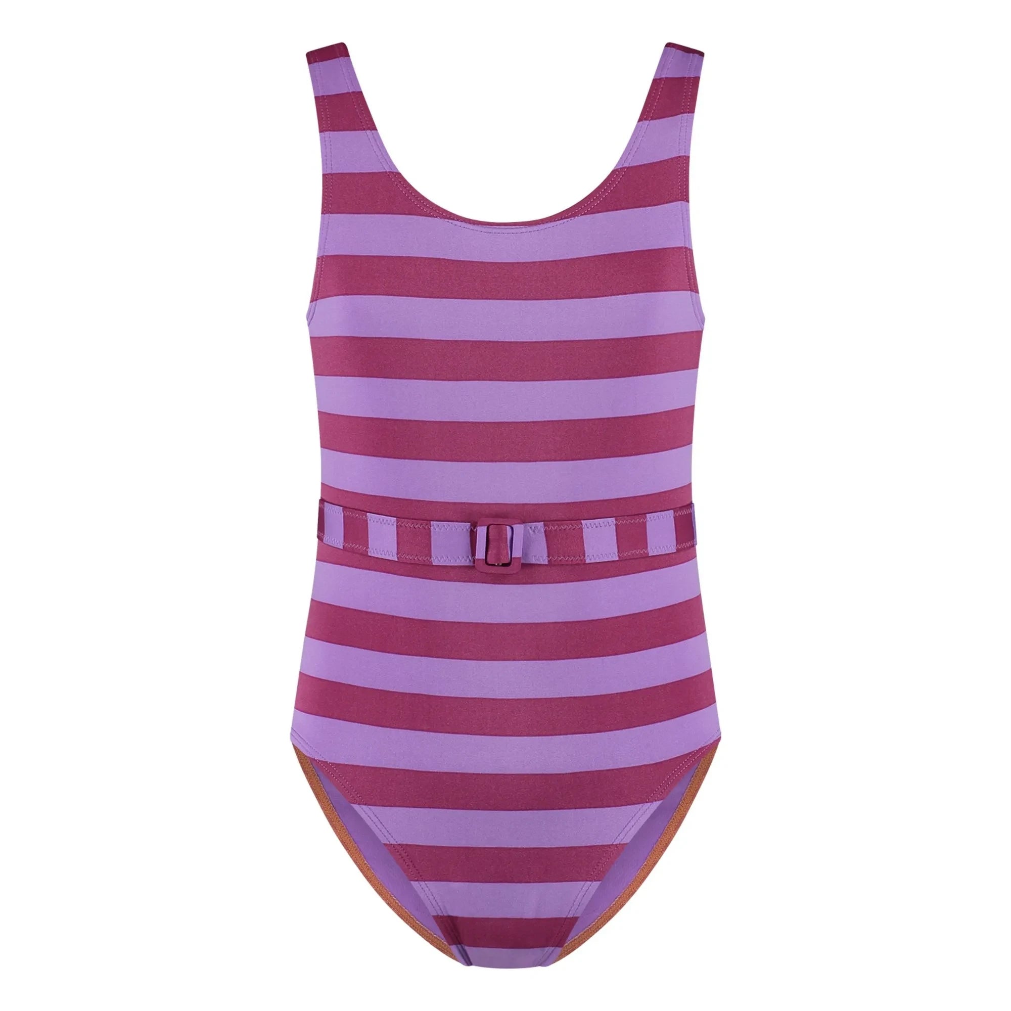Beachlife - Striped Drawstring Recycled Fiber Swimsuit | Purple