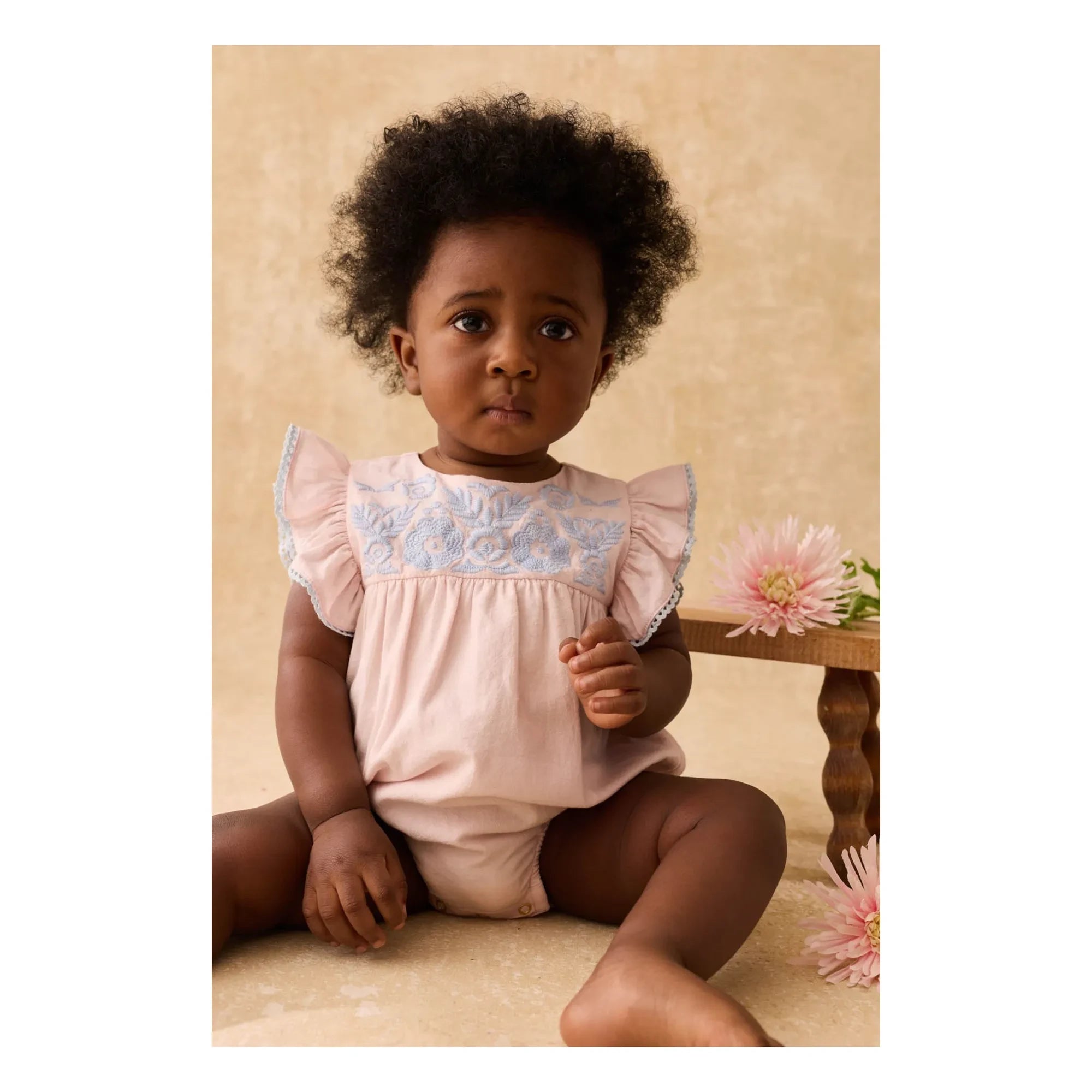 Louise Misha - Nusha Organic Cotton Ruffled Romper | Pink
