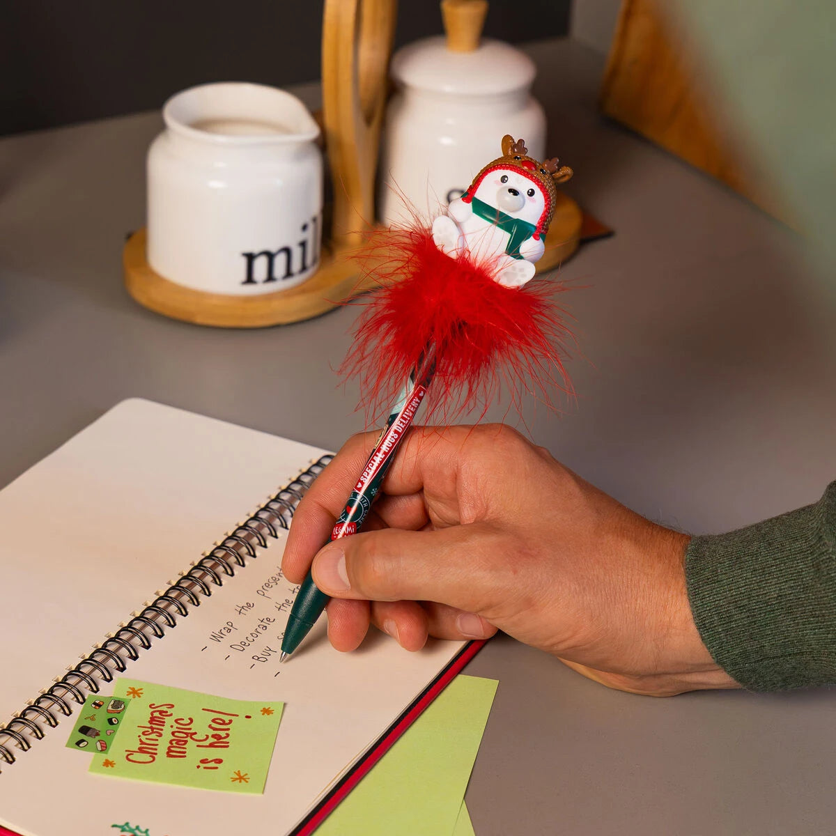 Legami - Christmas Gel Pen with Lighted Polar Bear Reindeer - Writing is Magic