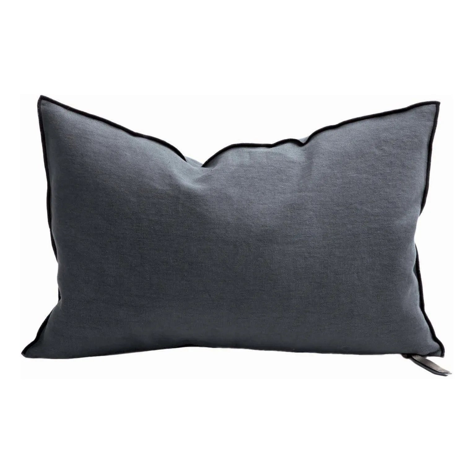 Maison de Vacances - Vice Versa Black Line Stone Washed Linen Yastık | Carbon