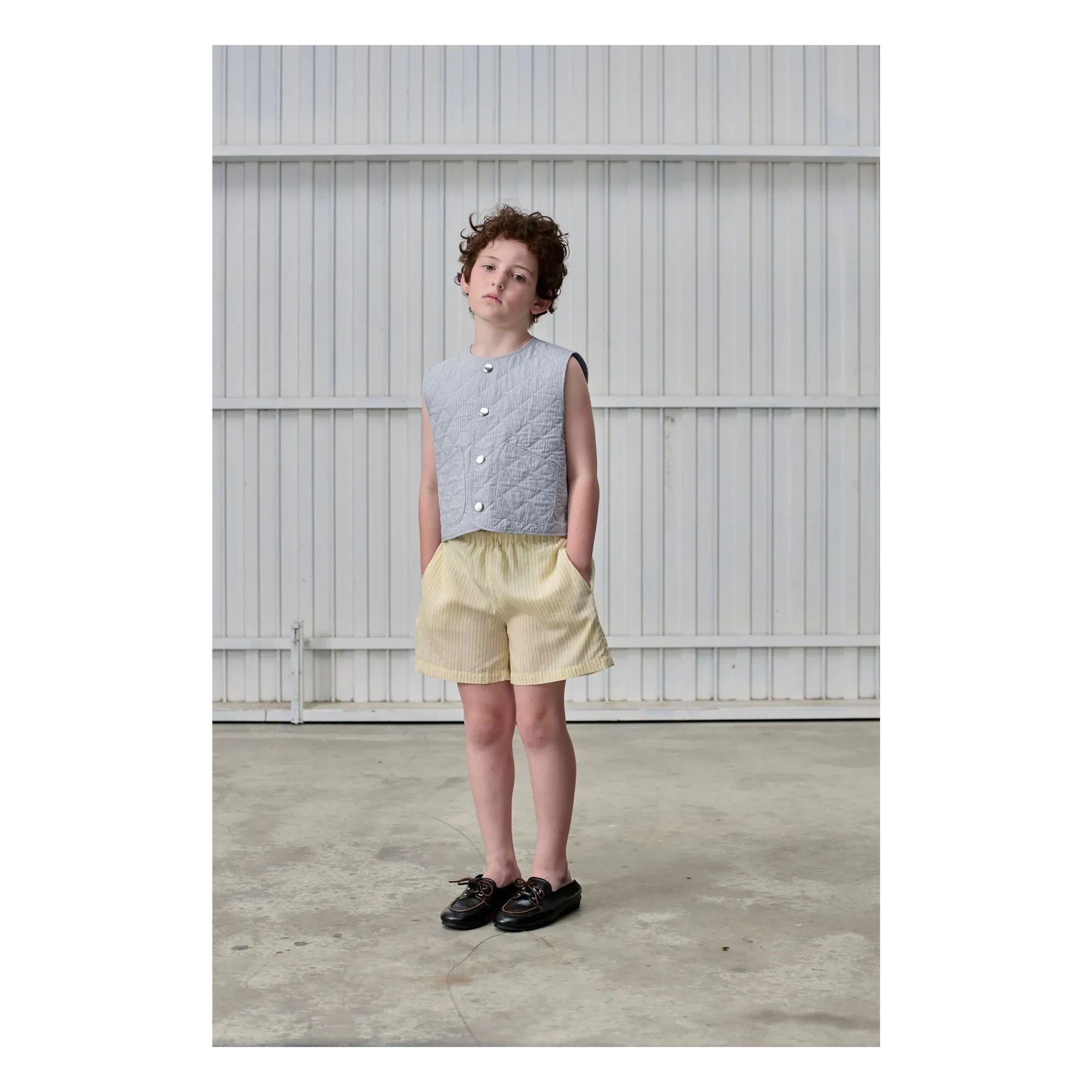 Tangerine - Striped Wide Waist Shorts | Pale yellow