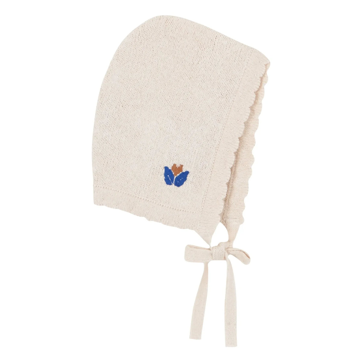 birinit - Floral Embroidered Fine Knit Beguin | Ivory