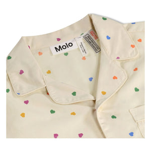 Molo - Lexi Hearts Organic Cotton Short Pajamas | Ecru