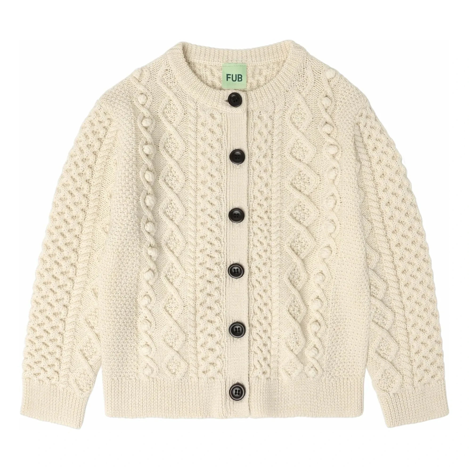 FUB - Aran Merino Wool Cardigan | Ecru