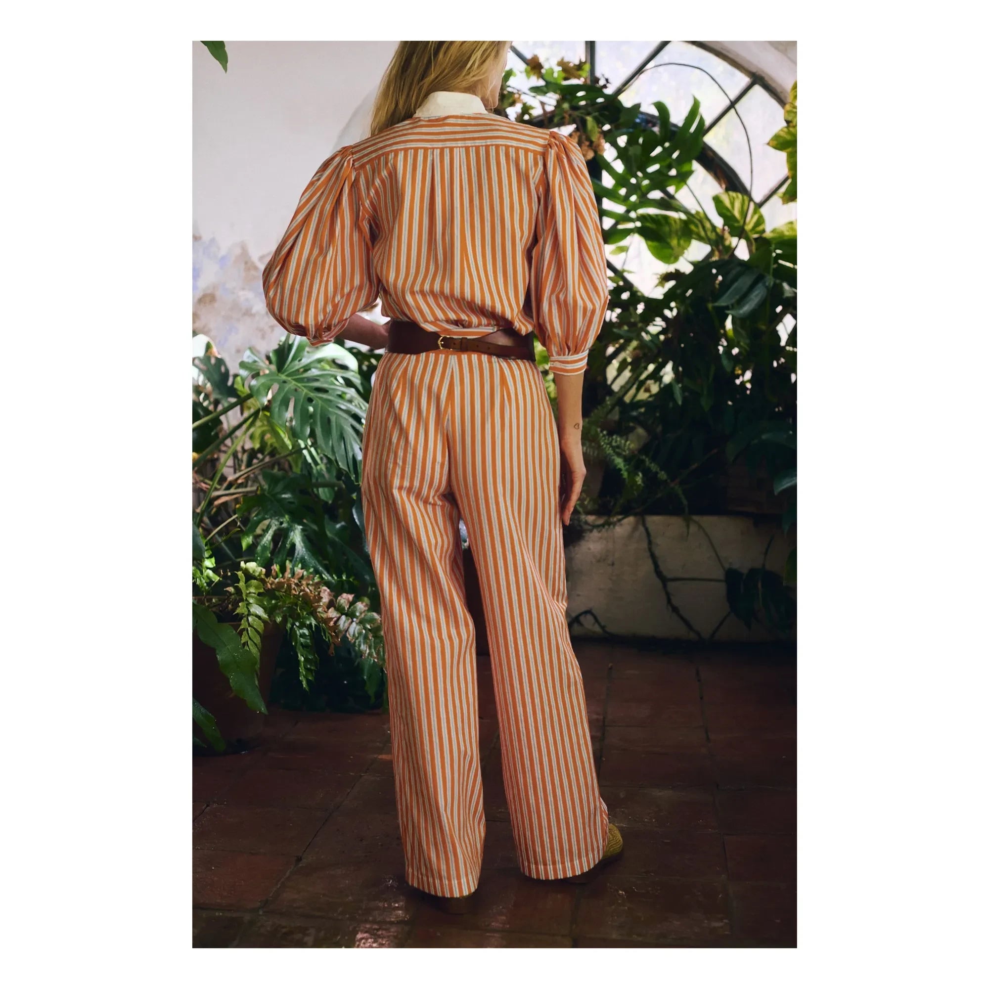 Maria de la Orden - Romeo Cotton Striped Pants | Orange