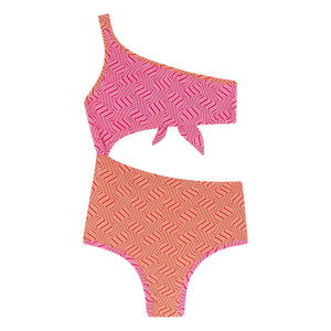My First Cantê - Elle Abstract Asymmetric Swimsuit | Pink