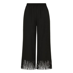 Vanessa Sposi - Linen Fringed Trousers | Black