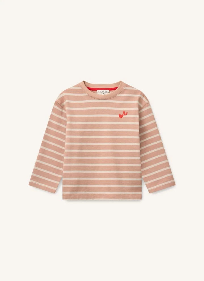 Liewood - Tyler Striped Organic Cotton T-Shirt | Dusty Pink