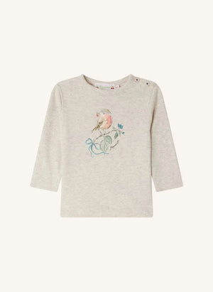 Bonpoint - Tahsina organik pamuklu fitilli T-shirt | Heather beige