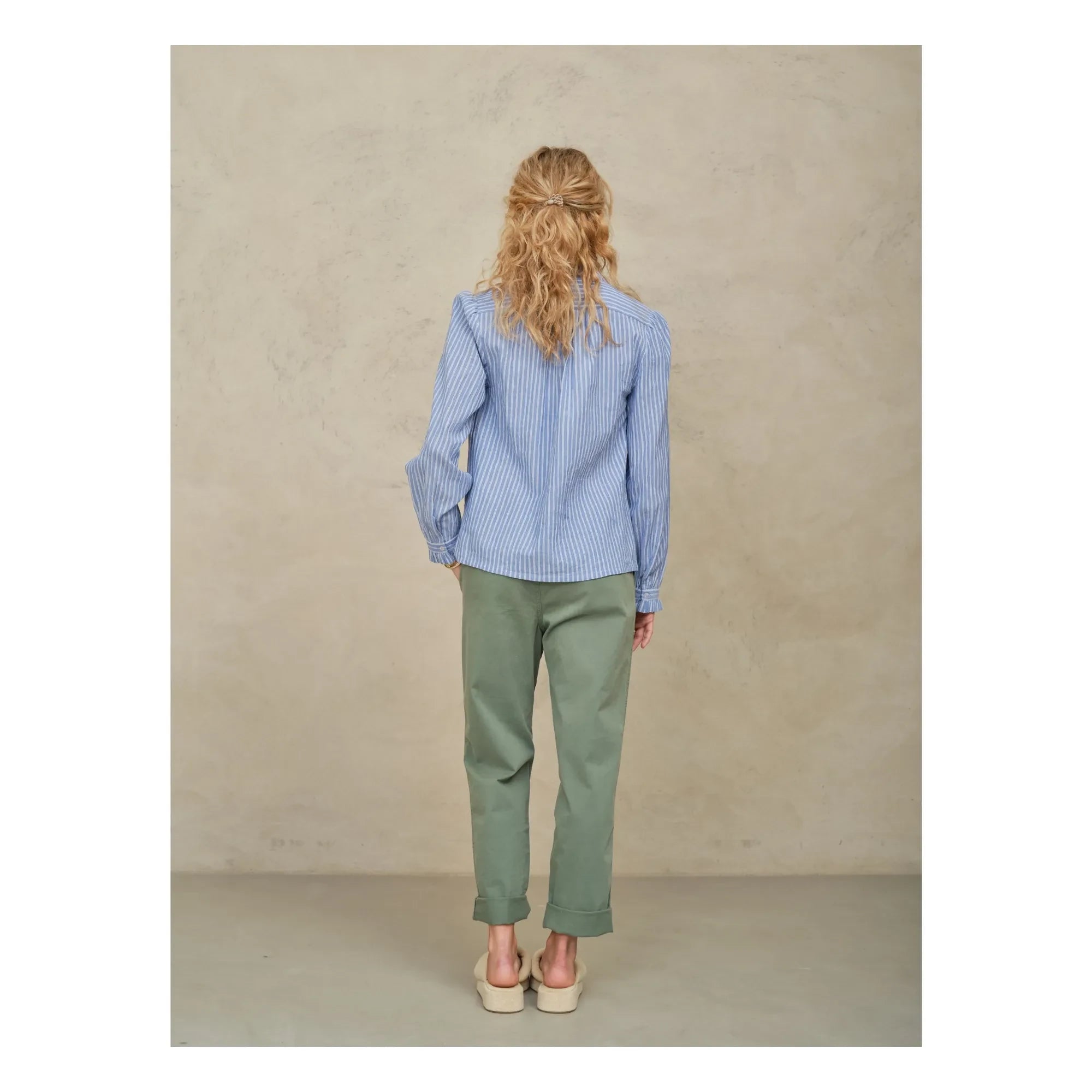 M.A.B.E. - Chrissie Cotton Striped Blouse | Blue