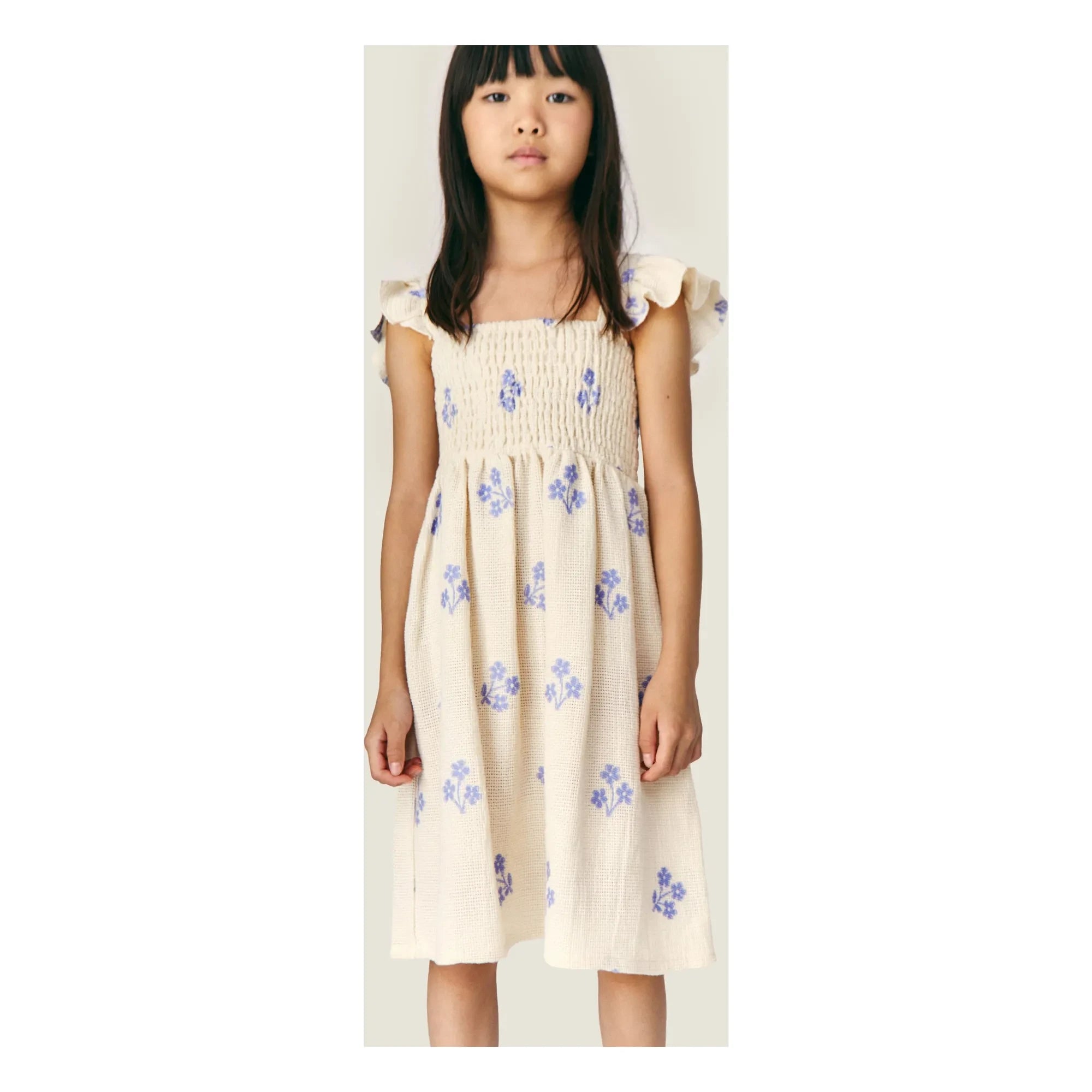 Mipounet - Sandrine Fleurie Organic Cotton Dress | Ecru