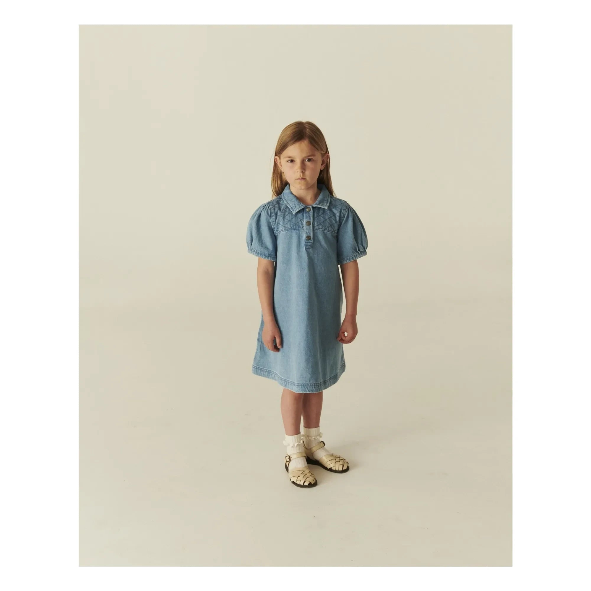 Copenhagen Colors - Quilted Denim Organic Cotton Dress | Light Blue