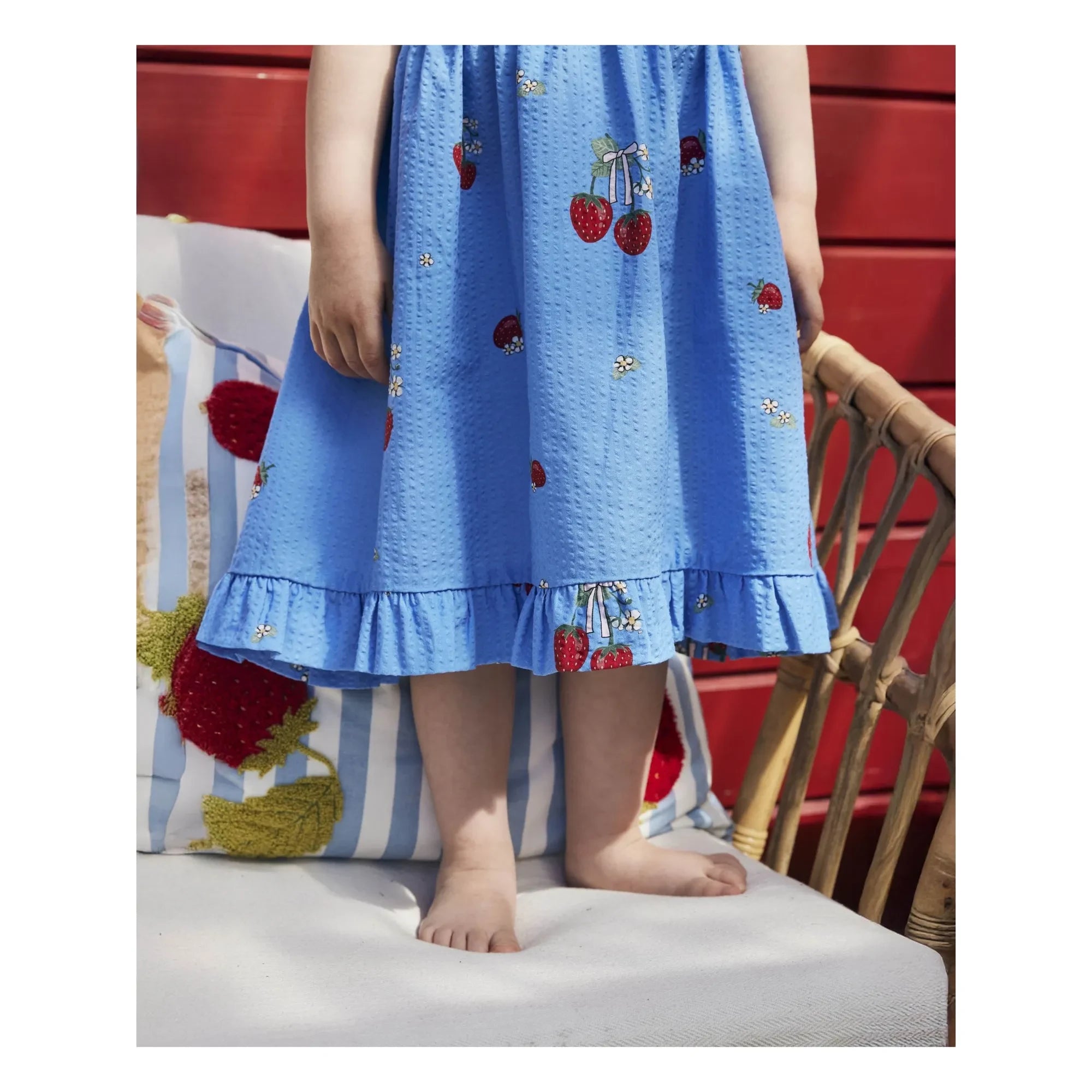 Fliink - Apple Strawberry Strapless Dress | Azure Blue