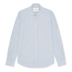 Les Deux - Striped Shirt Konrad Linen | Azure Blue