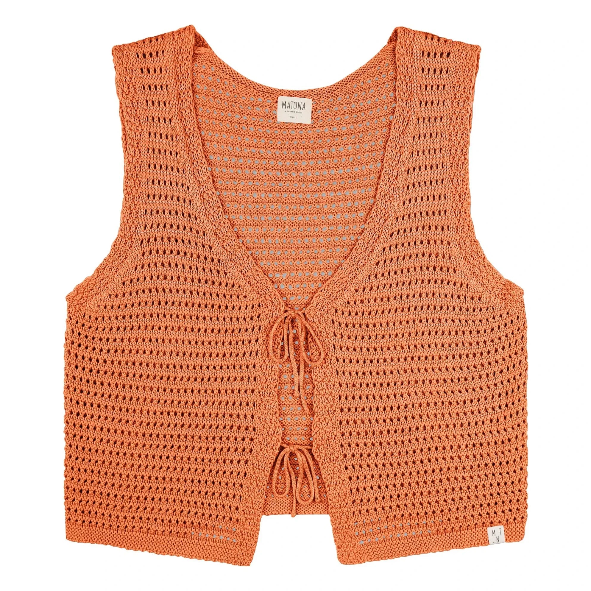 Matona - Strappy Knotted Organic Cotton Vest | Apricot