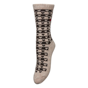 Becksöndergaard - Heart Wola Wool Socks | Beige