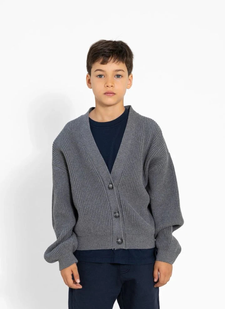 Smallable Kid - Harcourt Organic Cotton Cardigan | Grey Melange