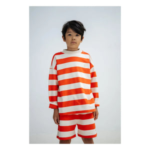 Repose AMS - Organic Cotton Striped Jogger Shorts | Red