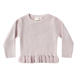 Quincy Mae - Ruffled Organic Ribbed Knit T-Shirt | Lilac