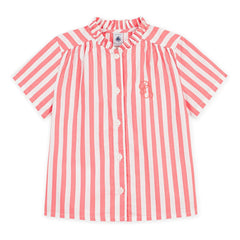 Petit Bateau - Striped Organic Cotton Blouse | Coral