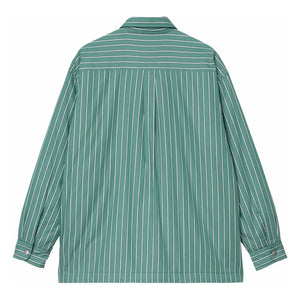 Carhartt WIP - Grimsby Çizgili Pamuk Poplin Overshirt | Yeşil