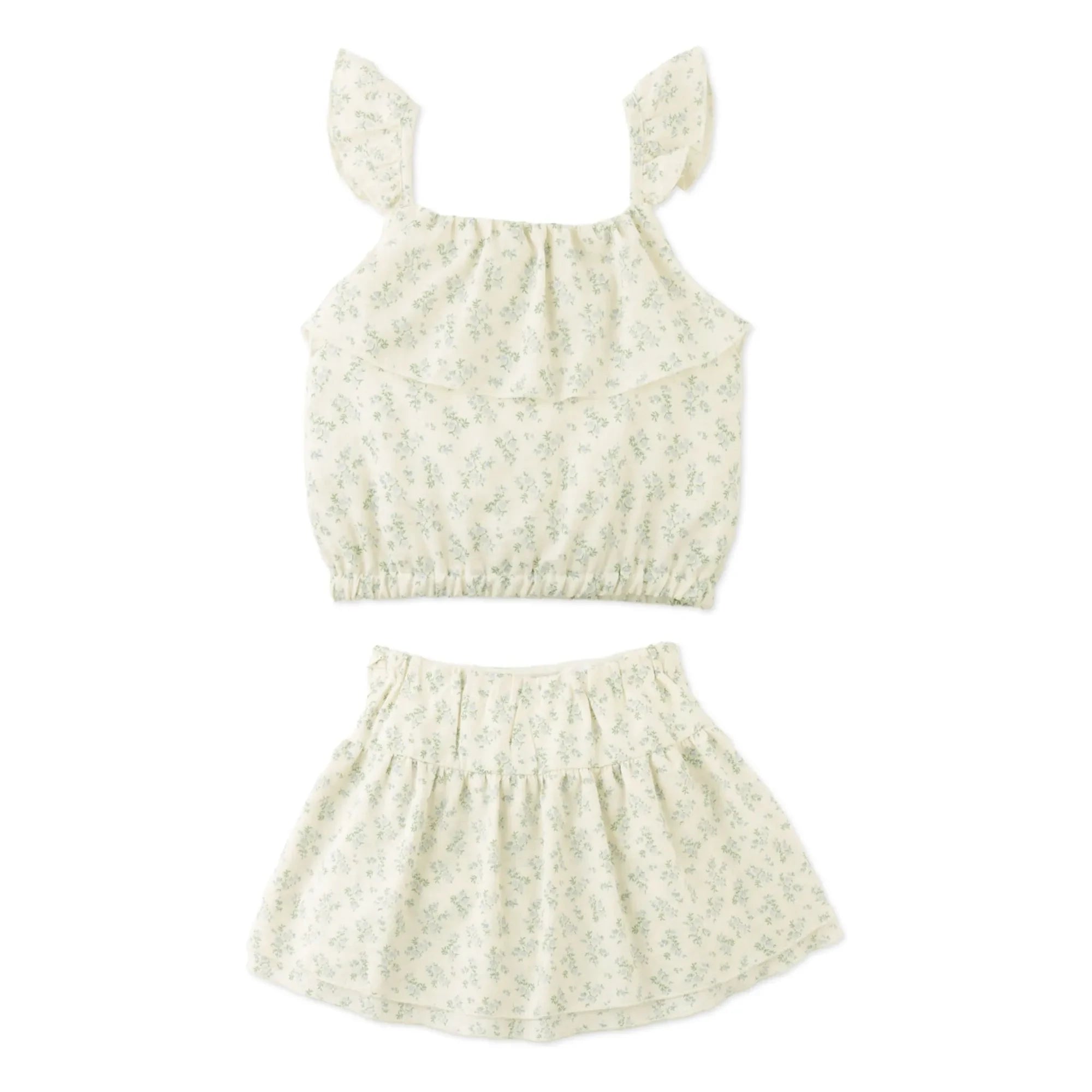 Gingersnaps - Ambessa Floral Print Top and Skirt Set | Ecru