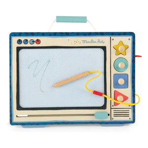 Moulin Roty - Puce & Pilou manyetik yazı tahtası | Mavi