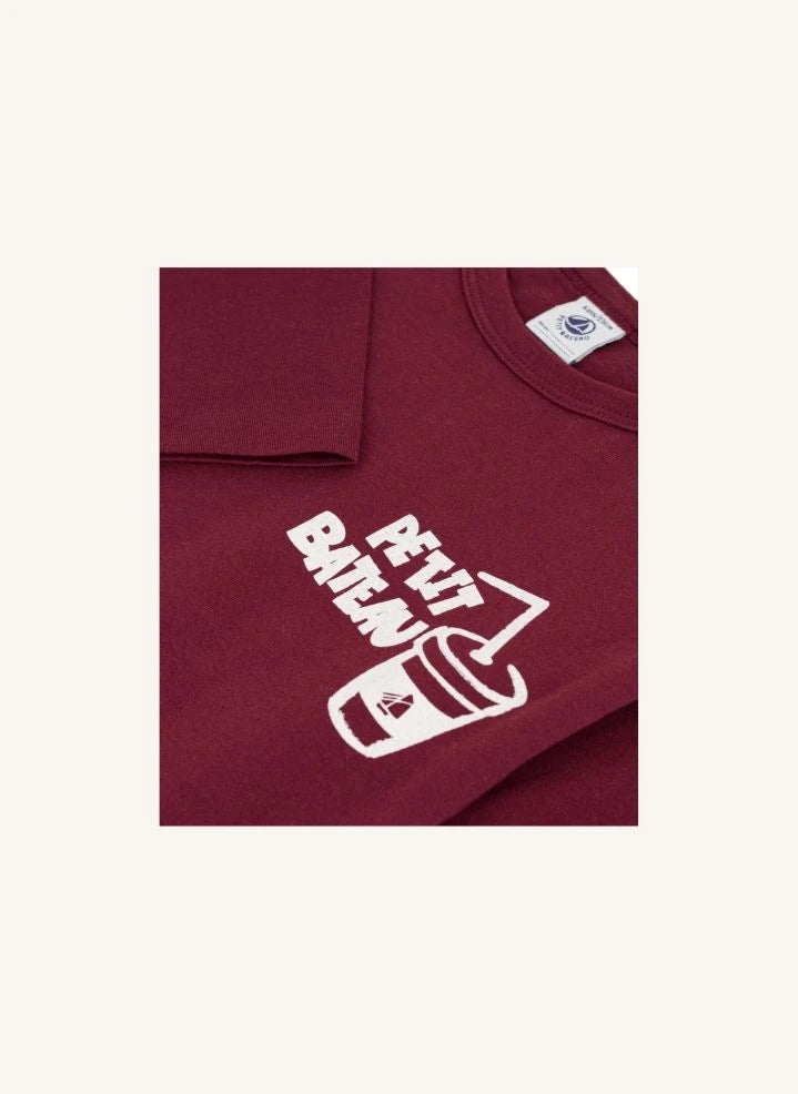 Petit Bateau - Petite Pause organik pamuklu Tişört | Bordo