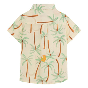 Pepita & Me - Guayabera Palm Short Sleeve Shirt | Ivory