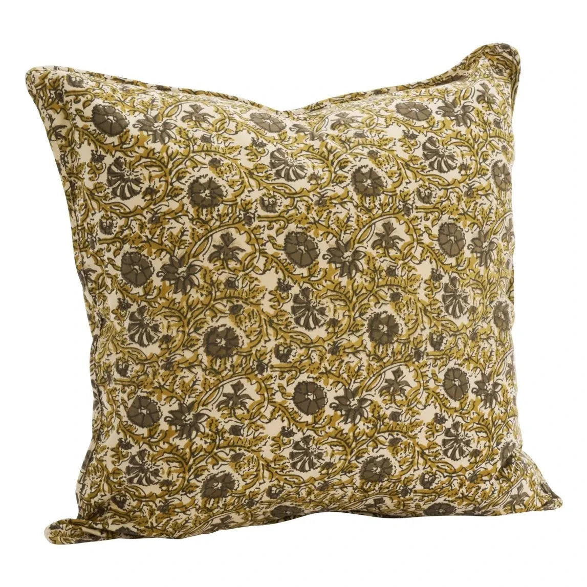 Madame Stoltz - Cotton pillowcase with floral print | Green