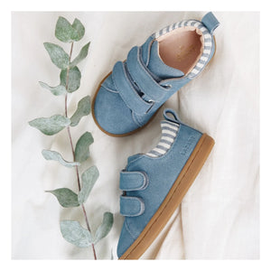 Lazare - Mahaut Striped Suede Sneakers | Denim Blue