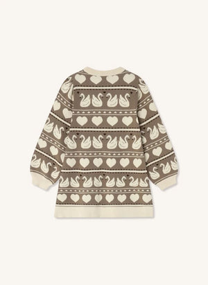 Fliink - Cute Swan Knit Dress, Organic Cotton | Ecru