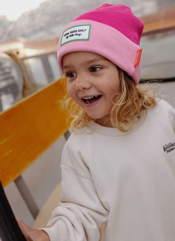 Hello Hossy - Urban Color Block Organic Cotton Beanie | Pink