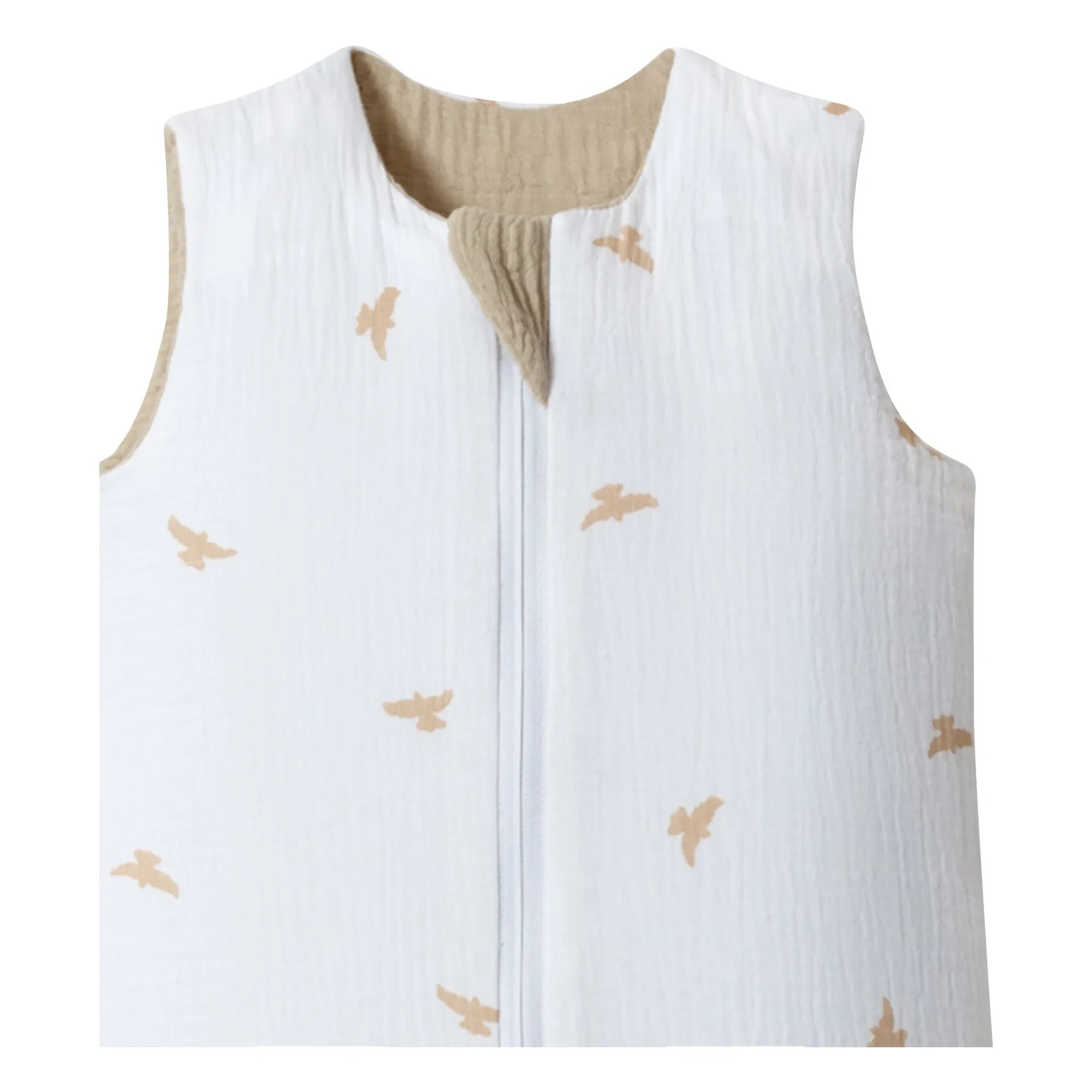 Les Petites Billes - Reversible multi-season sleep suit made of double-layer muslin fabric | Beige