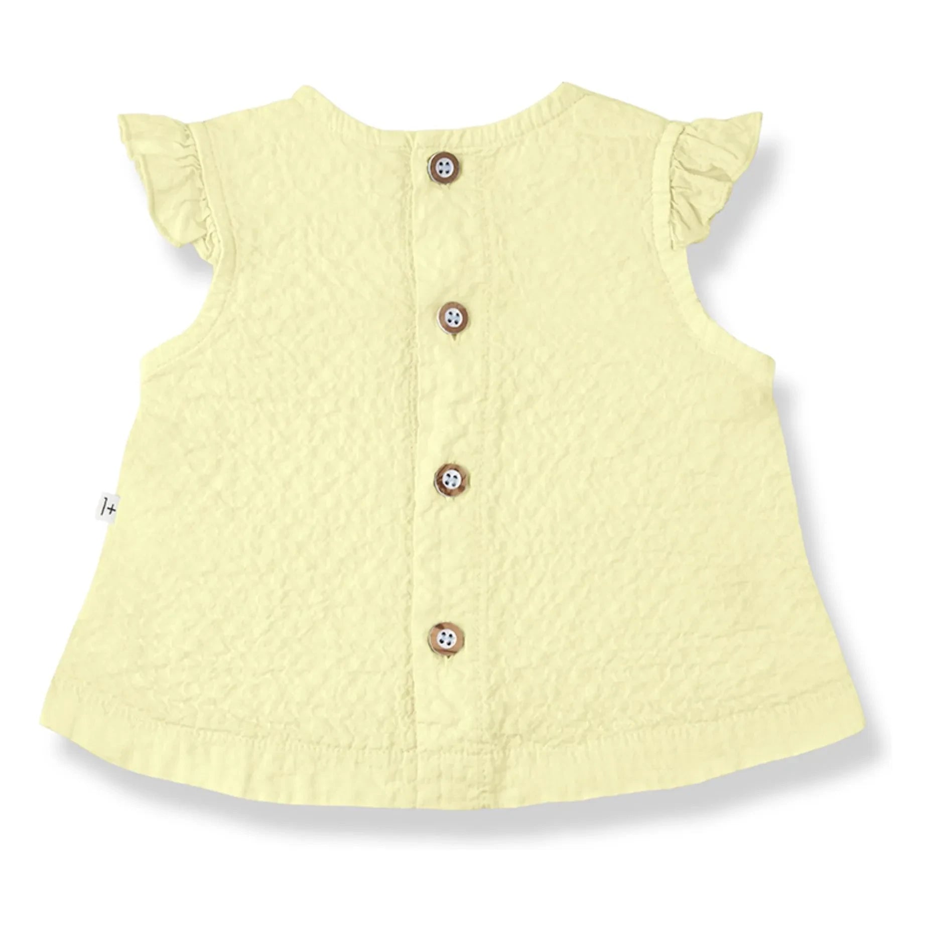 1+ in the family - Apolonia Seersucker bluz ve bloomer seti | Soluk sarı
