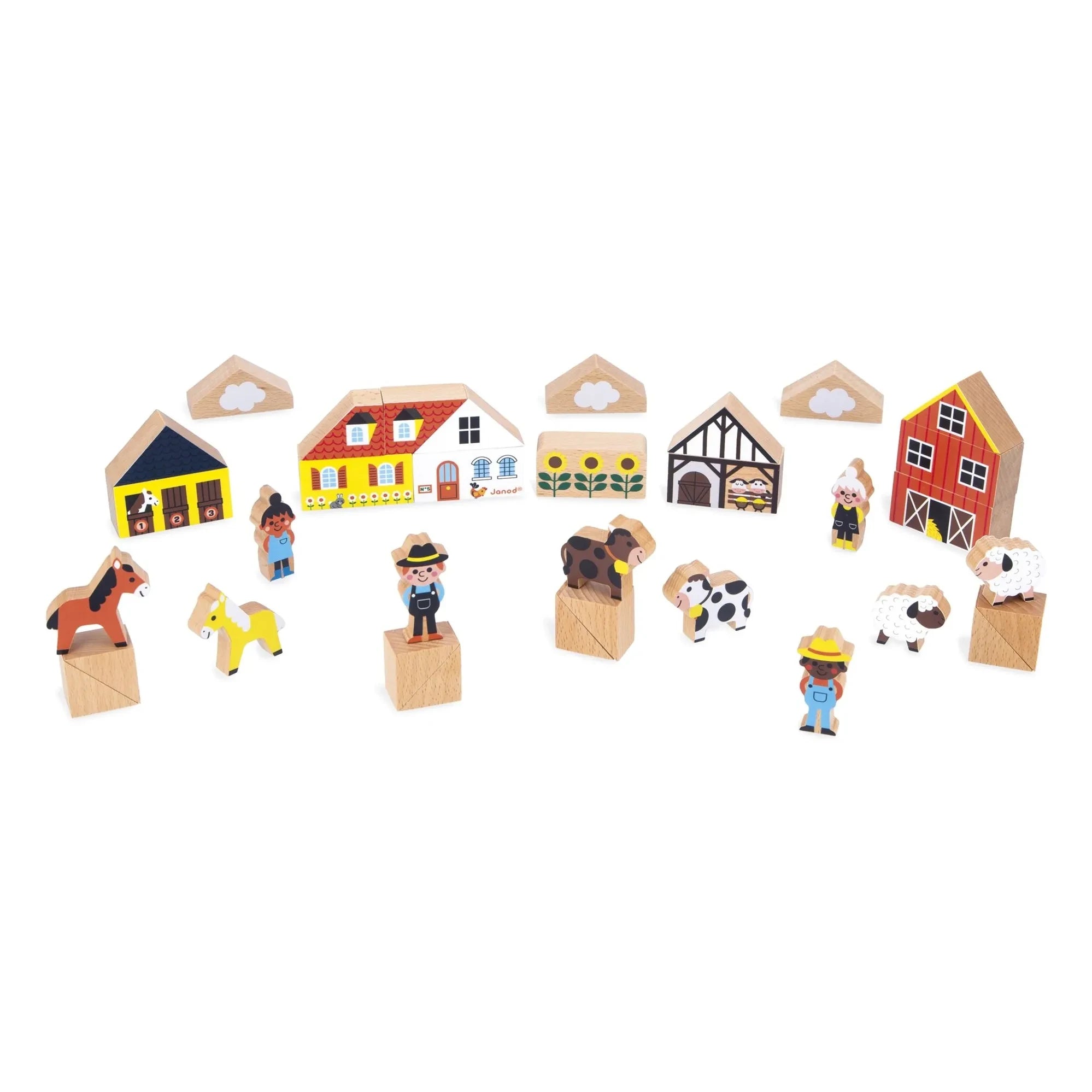 Janod - Farmhouse Wooden Block Set - Crossroads