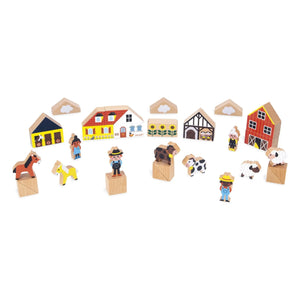 Janod - Farmhouse Wooden Block Set - Crossroads