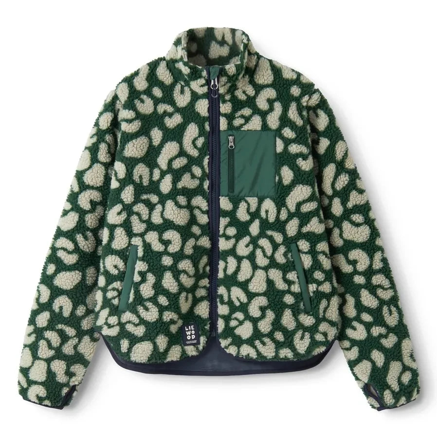 Liewood - Nelson Leopard Print Sherpa-Style Jacket Made from Recycled Fibers | Green