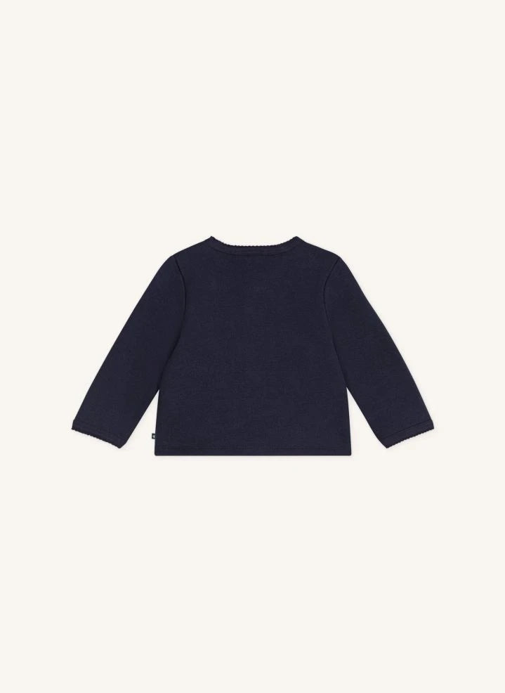 Petit Bateau - Organik Pamuk Kalp Hırka | Gece mavisi