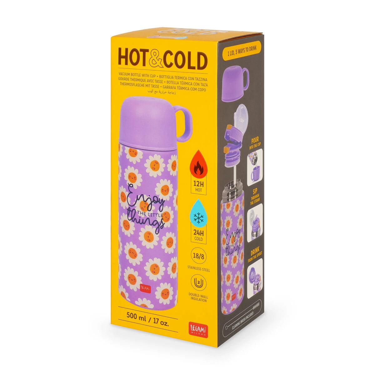 Legami - Thermos and Mug - Hot and Cold - Daisy