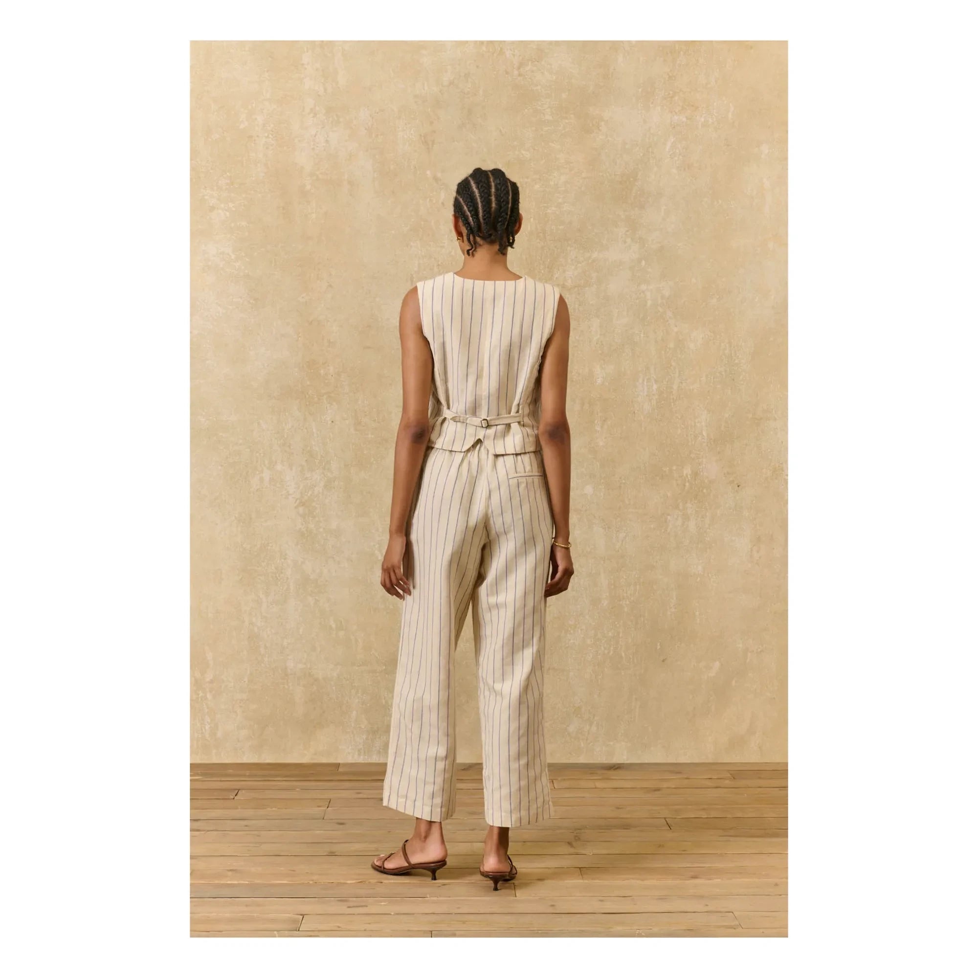 Louise Misha - Abuela Striped Linen and Cotton Pants | Cream