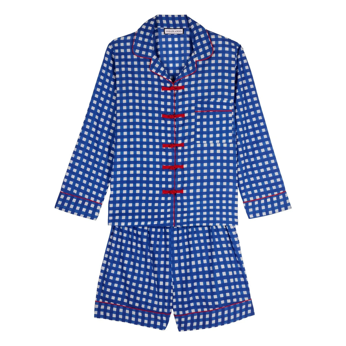 Maria de la Orden - Checkered Cali Cotton Pajama | Royal Blue