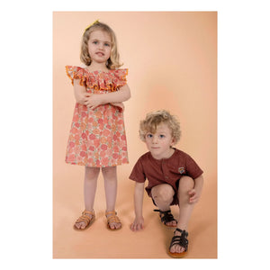 Loir - Paz Floral Organic Cotton Dress | Coral