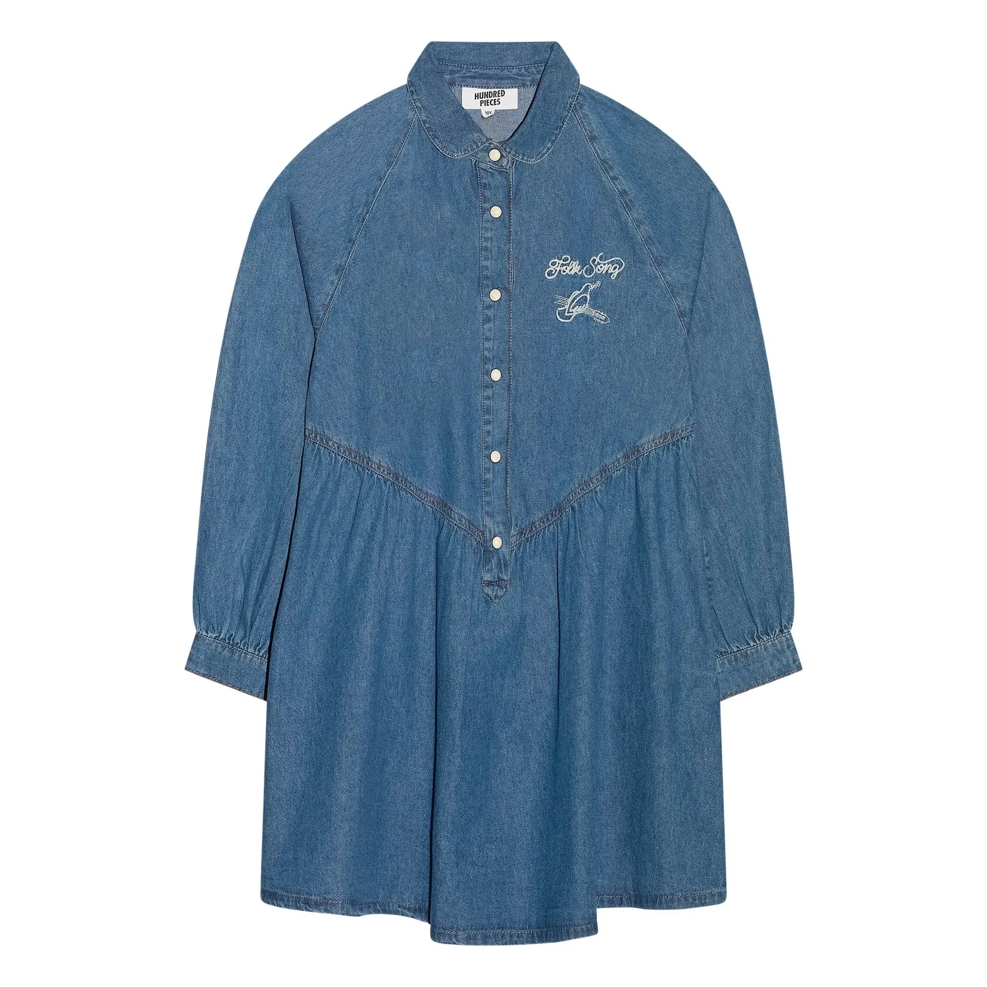 Hundred Pieces - Shirley Embroidered Denim Dress | Denim Blue