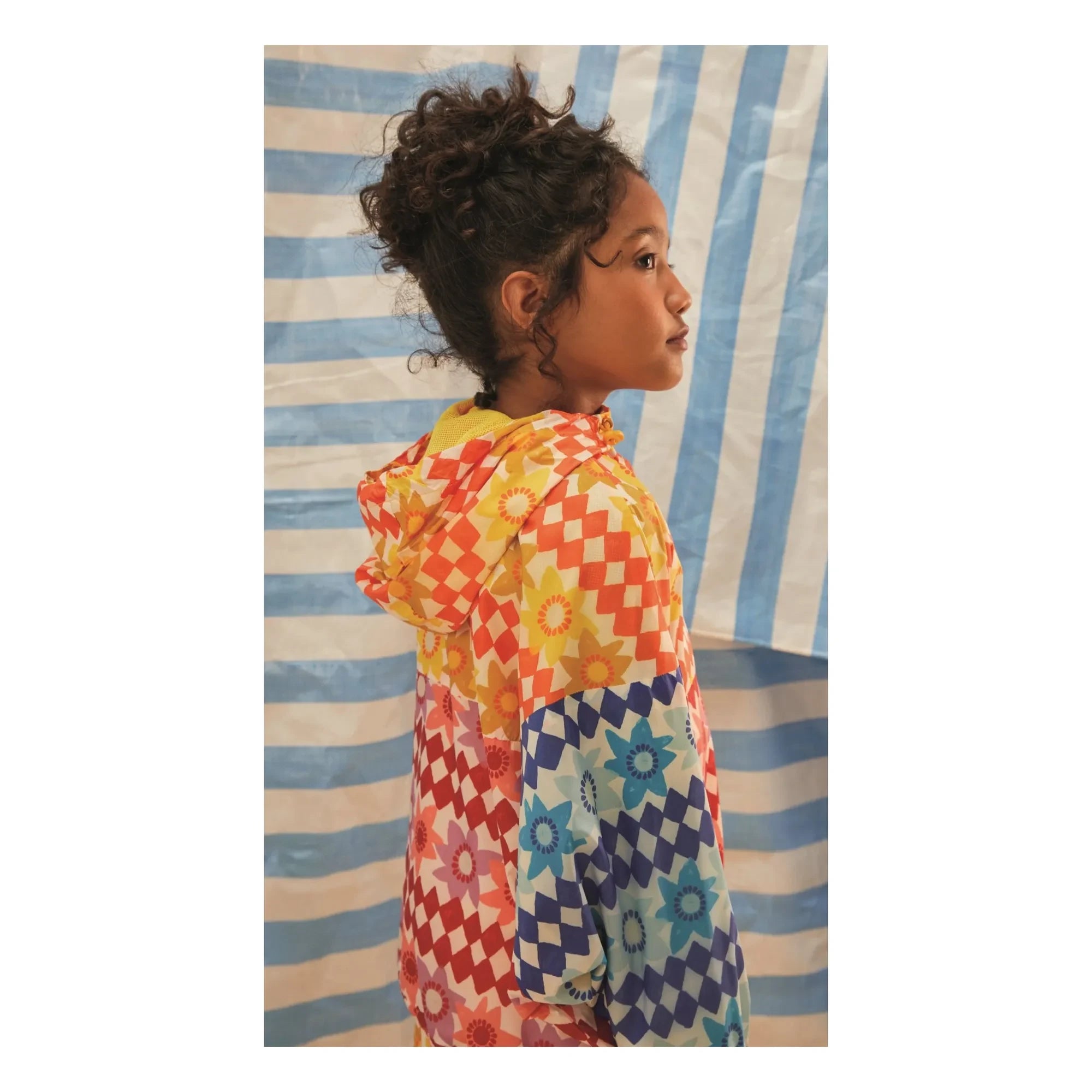 Fabula - Damier Fleurs Windbreaker | Orange
