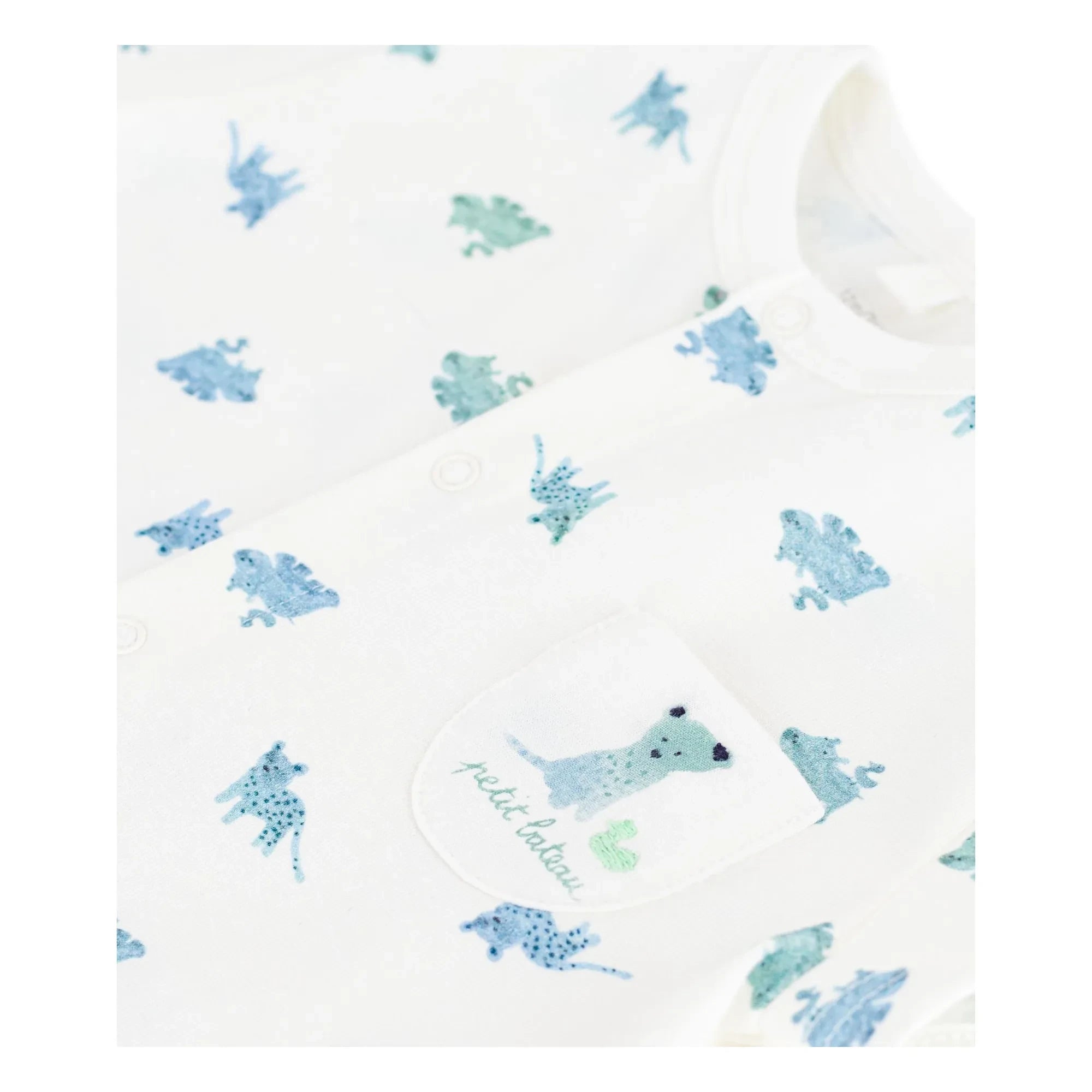 Petit Bateau - Organic Cotton Animal Print Romper | White