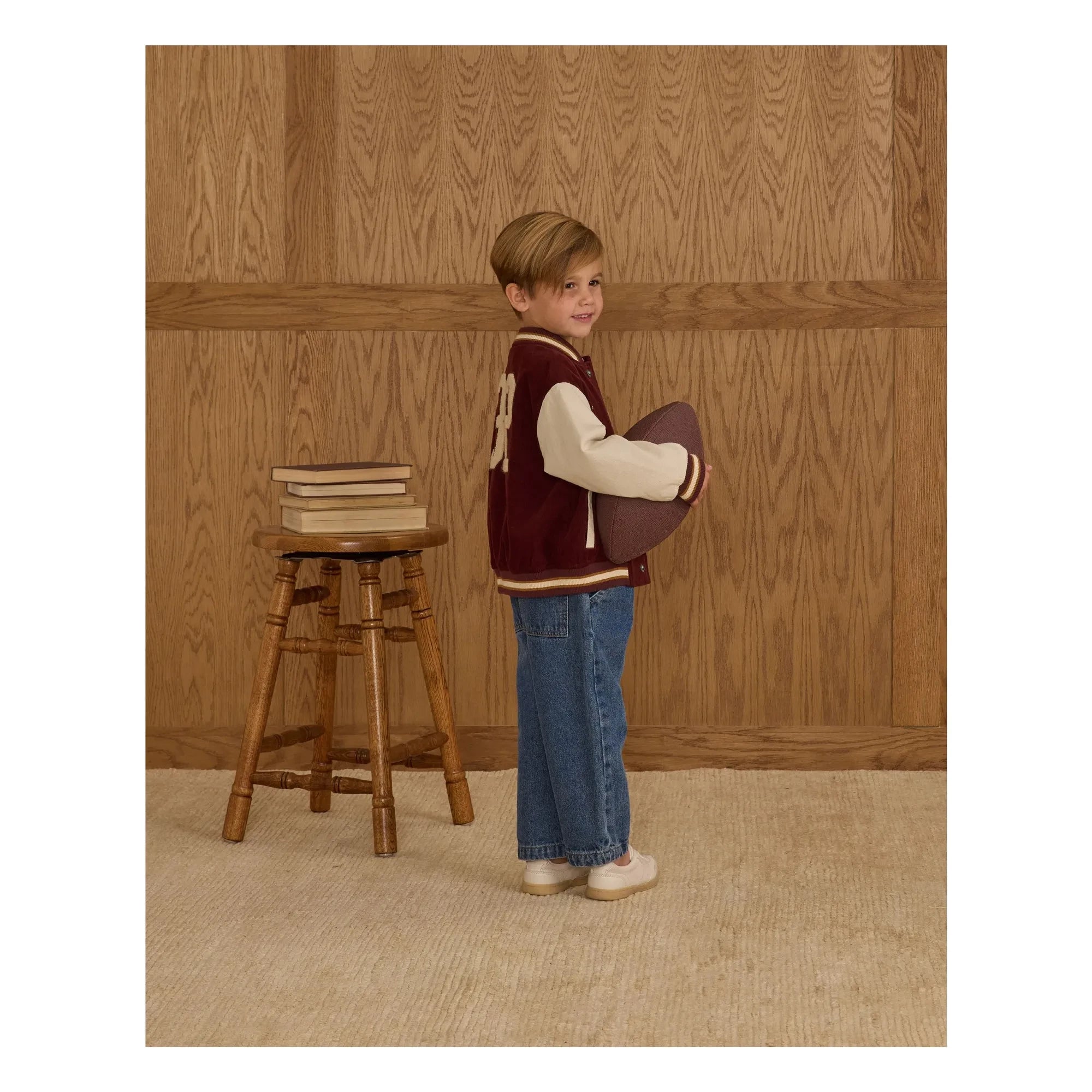 Rylee + Cru - Velvet Varsity Bomber Jacket | Burgundy