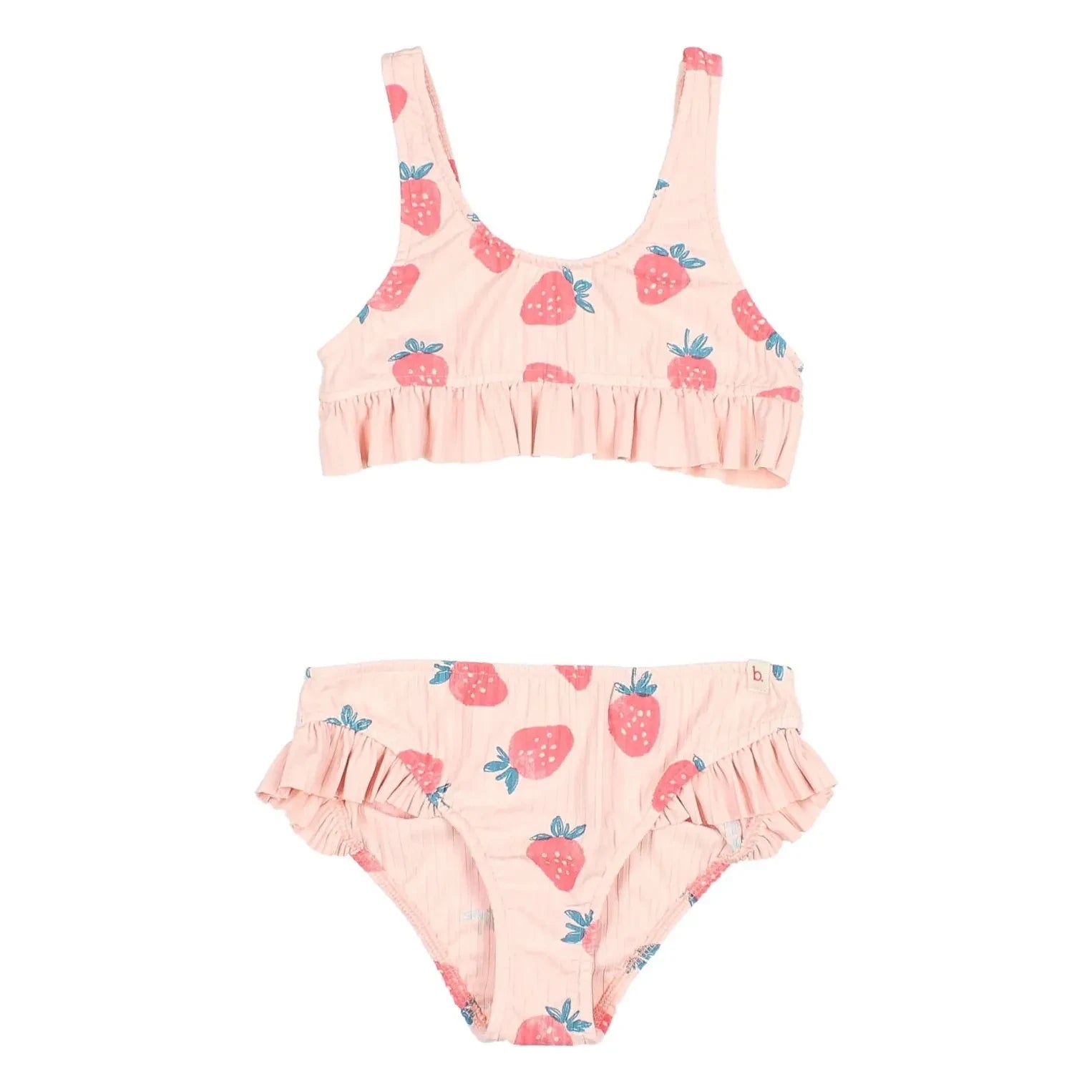 Búho - Strawberry Embossed Ruffled Swimsuit | Light Pink