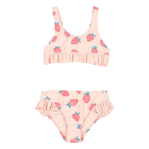 Búho - Strawberry Embossed Ruffled Swimsuit | Light Pink